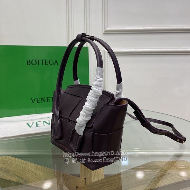 Bottega veneta高端女包 KF008 寶緹嘉新款Arco29 黑加紫 BV經典款mini平紋皮編織女手提包  gxz1124